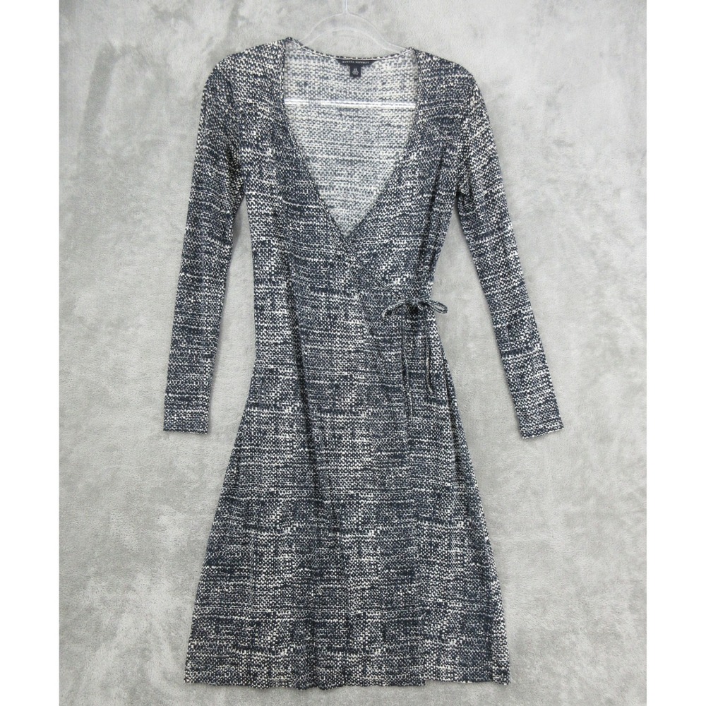 Banana Republic Wrap Dress Womens Size XS Silk Tie Waist Abstract Quiet Luxury